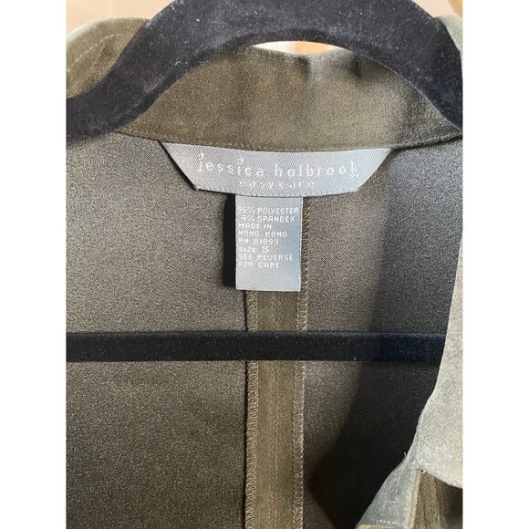 Jessica Holbrook Woman Jacket, Green Suede Feel Long Sleeve Button up Small - Picture 8 of 10